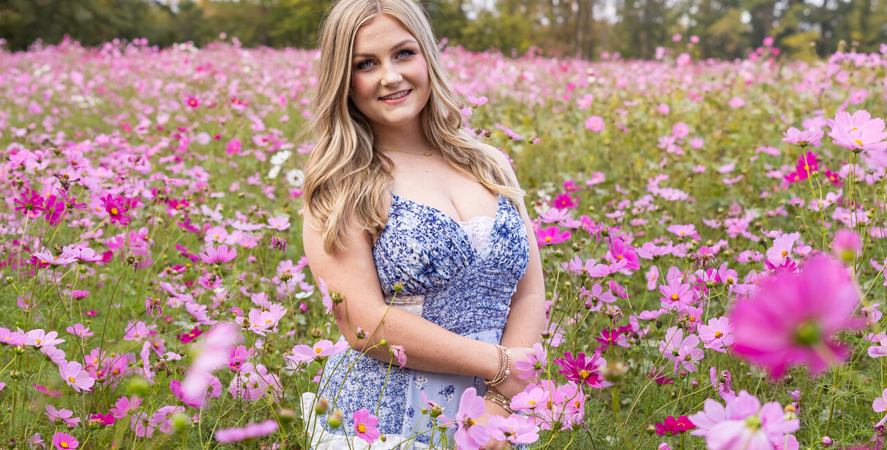 Mary Senior Session Greenville NC wildflowers