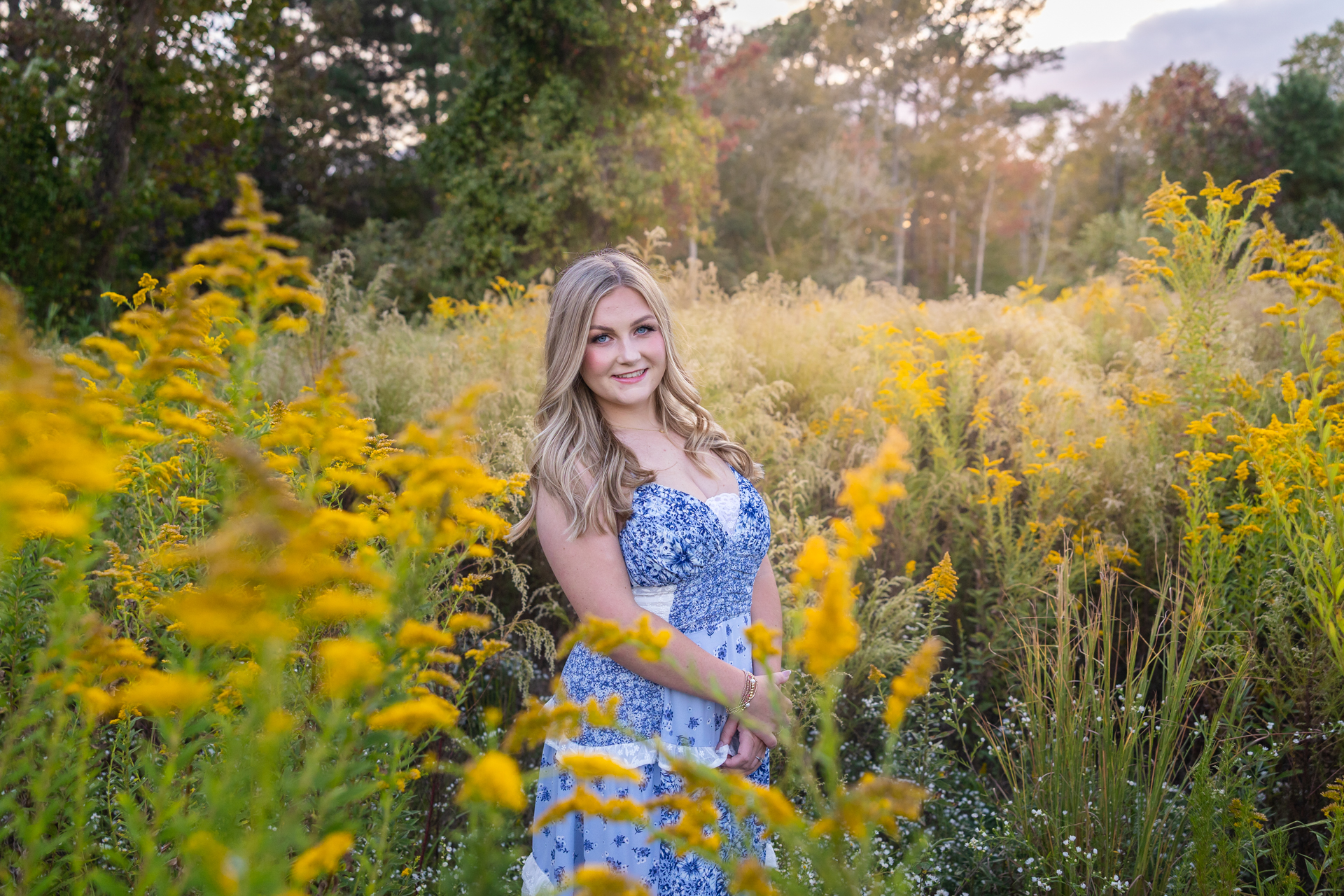 Mary Senior Session Greenville NC wildflowers